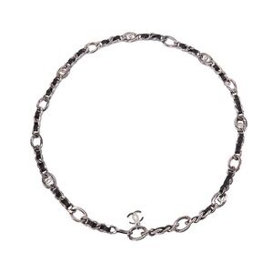 Chanel Vintage 96P Dark Metal & Brown Chain Link Leather Belt